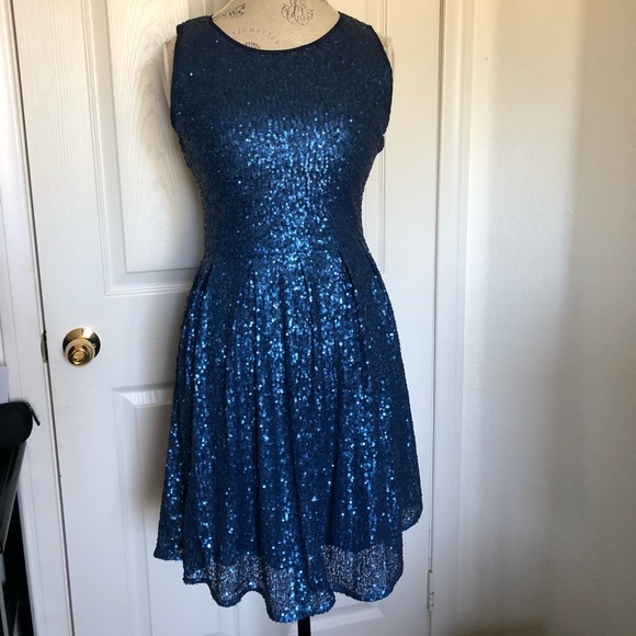 Blue Sequins Dress Size medium - Picture 1 of 7